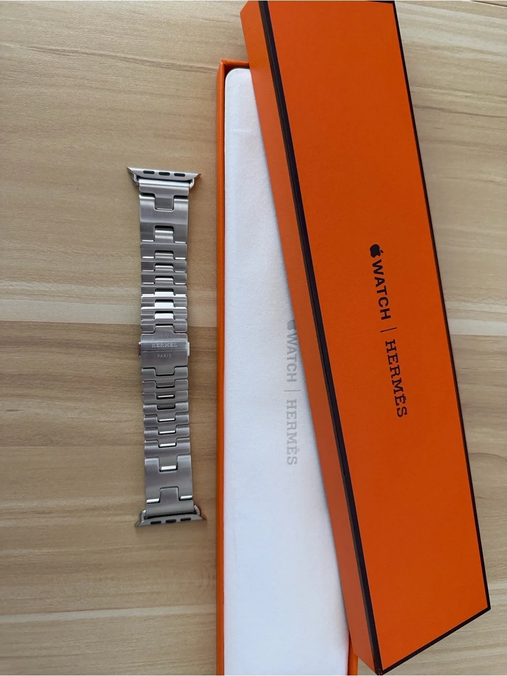 Hermes Apple Watch Single Tour 46mm Stainless Steel Watch Link Bracelet - Silver